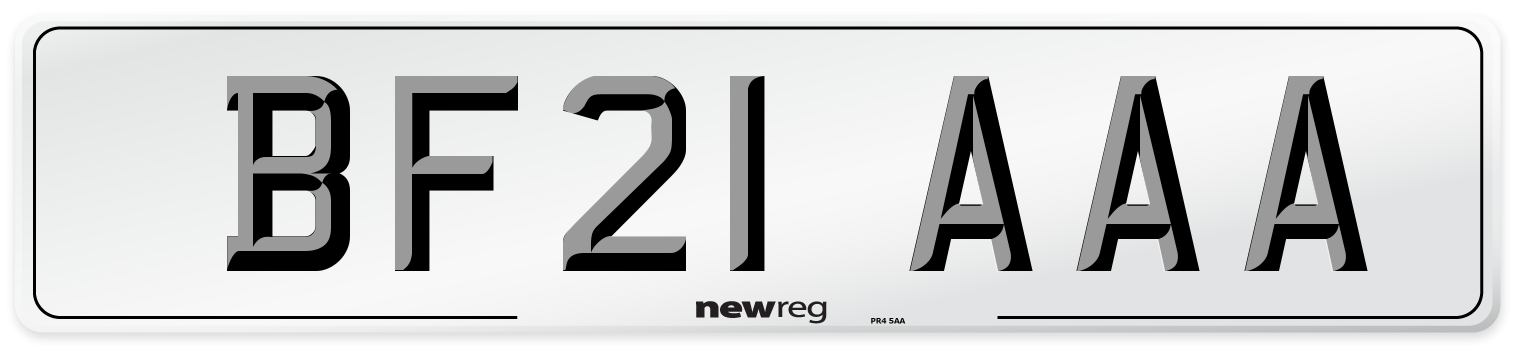 BF21 AAA Number Plate from New Reg